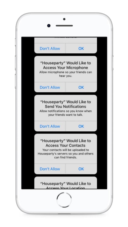 mobile a/b testing example from houseparty